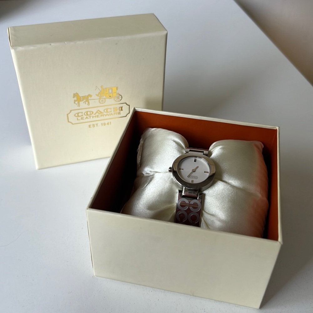 Coach Swiss Silver Tone Bangle Watch